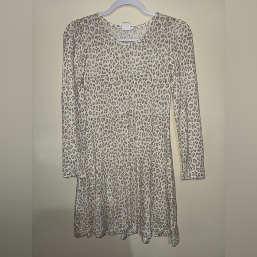 GAP Kids Animal print Cream and Tan Sweater dress